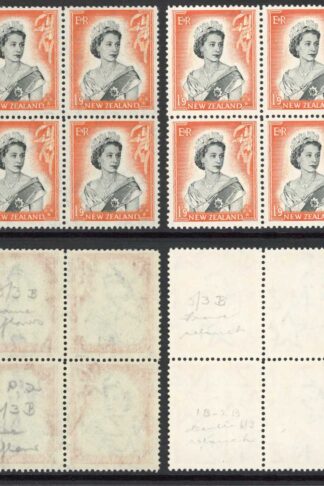 New Zealand SG733b R 5/3 and R 6/3 With Flaws and a Block retouched