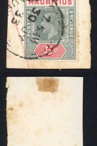 Mauritius SG227a 5c Grey and carmine Die 1 Strip of 4 Cat 26++ pounds