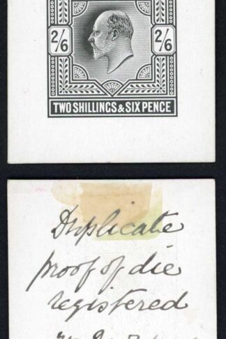 KEVII 2/6 Die Proof in black on glazed card Duplicate proof 27 Dec 1901 SUPERB