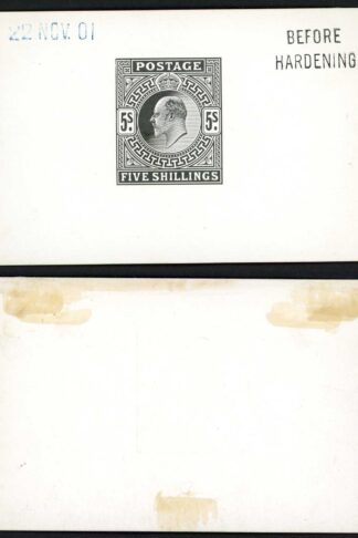KEVII 1901 5/- die proof in black on glazed card BEFORE HARDENING 22 NOV 01