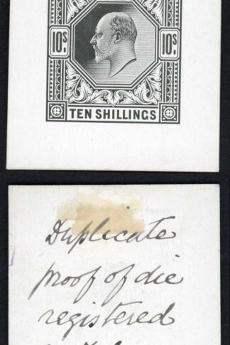 KEVII 10/- Die Proof on glazed card Duplicate proof 25 Feb 1902 SUPERB