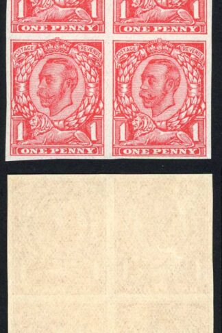 1d Downey in Scarlet (trial h) on John Allen Special Finish Paper Gummed U/M