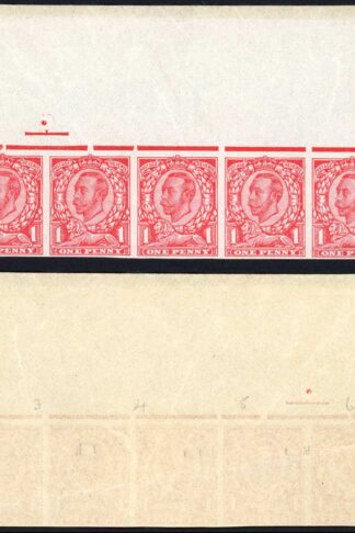 1d Downey in Scarlet (trial h) on John Allen Special Finish Paper Gummed U/M