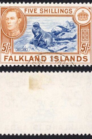 Falkland Is SG161b 5/- indigo and yellow brown CDS Cat 90 pounds