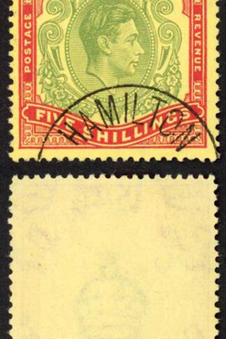 Bermuda SG118f 5/- Yellow-green and red/pale yellow Perf 13 CDS