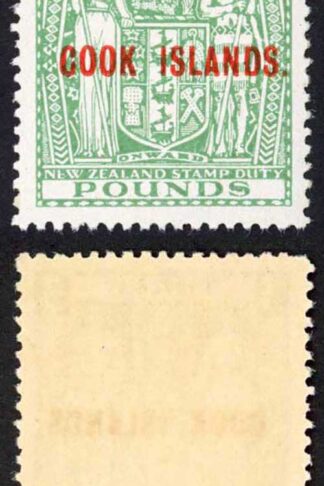 Cook Is SG135a Three Pound Green Wmk inverted U/M Cat 75