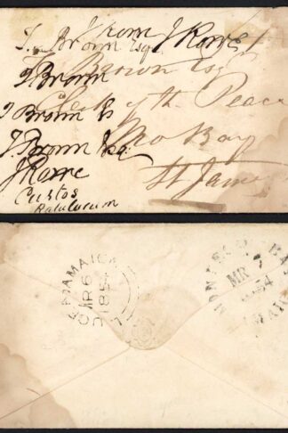 Jamaica 1854 to Mo Bay signed J Rowe Custos Rotulorum Granting Free Postage
