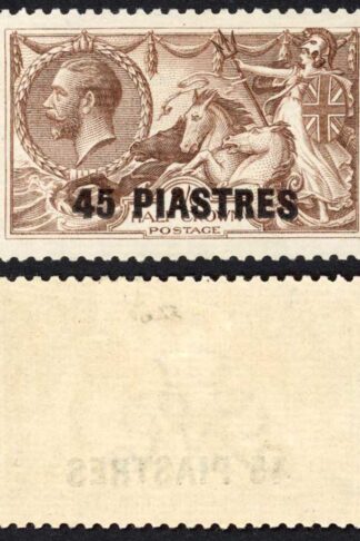 British Levant SG48 var 45pi on 2/6 Ribbed Paper with Major re-entry M/M