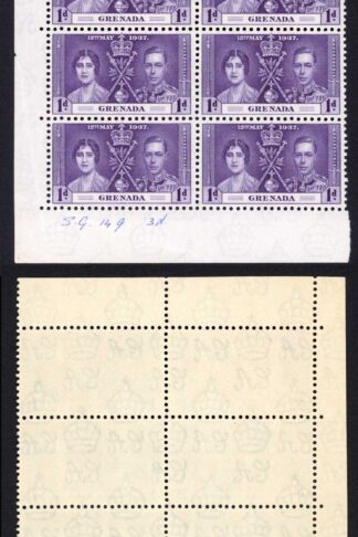 Grenada SG149 1937 Coronation 1d U/M block of 20