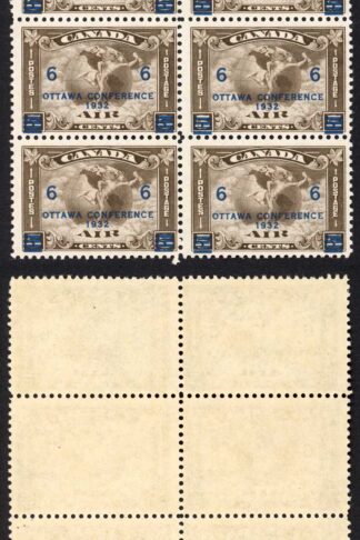 Canada SG318 6c on 5c Block of 8 U/M (MNH) Cat 128 as mounted
