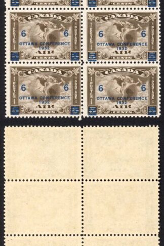 Canada SG318 6c on 5c Block of 8 U/M (MNH) Cat 128 as mounted