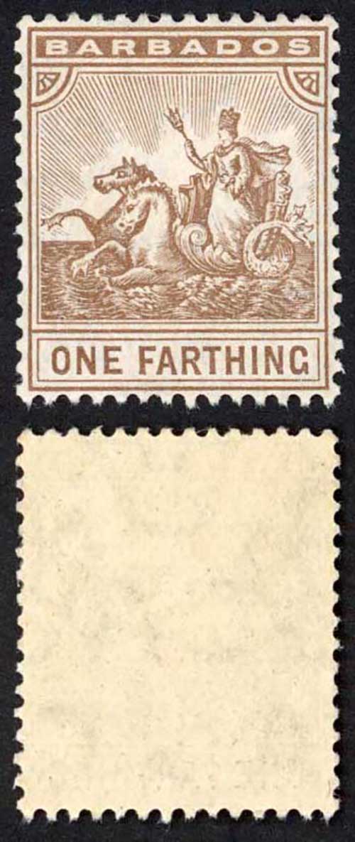 Barbados SG163 1/4d Brown Wmk Mult CA U/M Cat 11 pounds