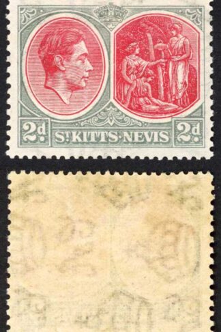 St Kitts SG71 2d Scarlet and Grey Perf 13 x 12 U/M Cat 32 pounds