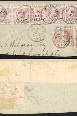St Lucia SG56/e 1/2d on 3d Small A in Half CDS on Piece Cat 215 pounds