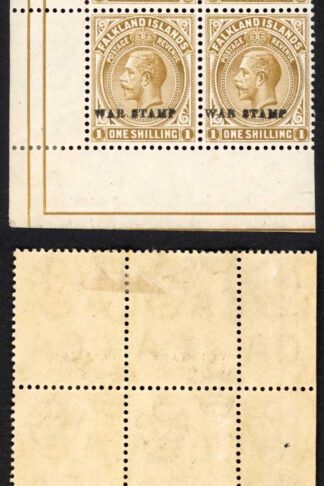 Falkland Is  SG72b 1/- brown on thick Greyish paper