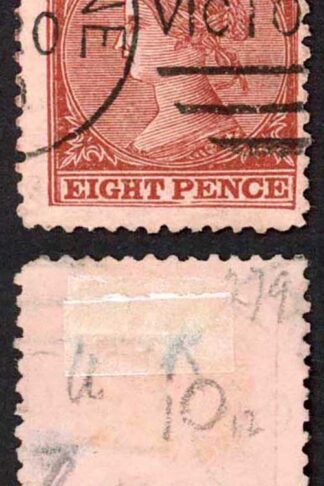 Victoria SG194 8d red-brown/pink wmk 10 Perf 12.5 Fine Used Cat 60 pounds