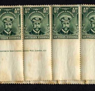 Southern Rhodesia SG1 1/2d Bottom row of 20 (Toned but U/M)