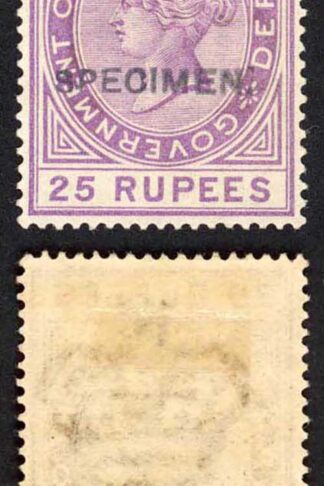 India Telegraph T40 25r Reddish Lilac opt Specimen Wmk T25 M/M