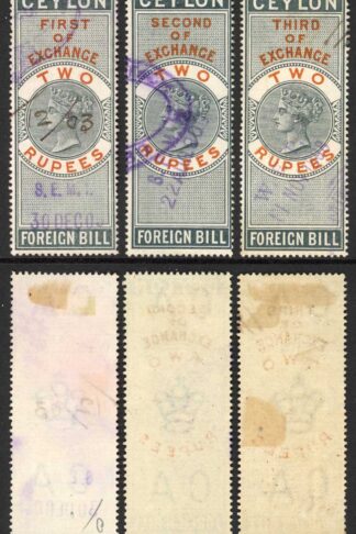 Ceylon Foreign Bill BF31 2r Grey and Red 1st 2nd and 3rd Exchange