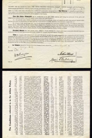 GB United Friendly  Document with 1d embossed revenue stamp