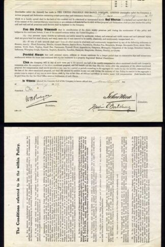 GB United Friendly  Document with 1d embossed revenue stamp