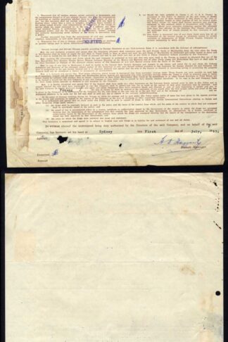 Australia Insurance Policy with NSW 3/- Duty stamp and Malaya stamp