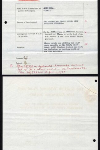 GB Scottish Widows Policy for Mortgage company of Egypts Staff Embossed 2/6 sta