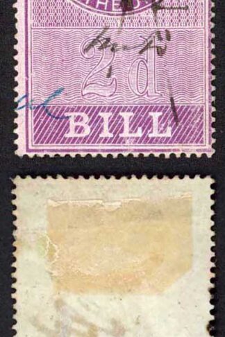 Foreign Bill BF2 2d Lilac (creased) Wmk VR Surfaced Blued Paper