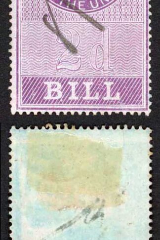 Foreign Bill BF2 2d Lilac (creased) Wmk VR Surfaced Blued Paper