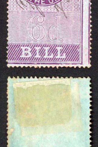 Foreign Bill BF5 6d Lilac Wmk VR Surfaced Blued Paper