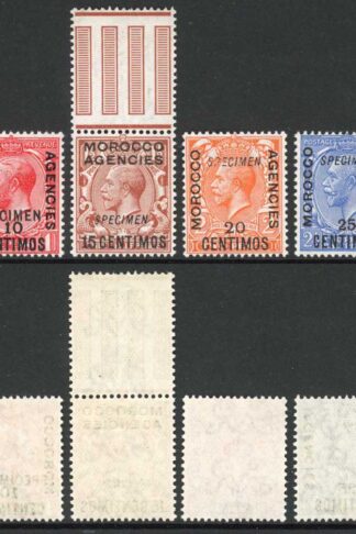 Morocco Agencies SG129/33 and SG135 opt SPECIMEN A RARE set U/M