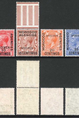 Morocco Agencies SG129/33 and SG135 opt SPECIMEN A RARE set U/M