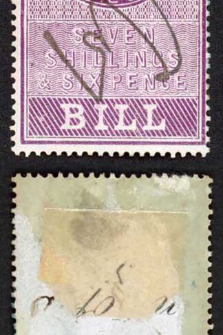 Foreign Bill BF18 7/6 Lilac Wmk VR Surfaced Blued Paper