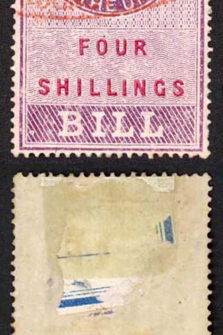 Foreign Bill BF40 4/-  Red Values Perf 16 Wmk VR Surfaced Blued Paper