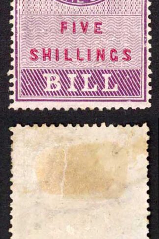 Foreign Bill BF60 5/-  Red Values Perf 14 Wmk VR Surfaced Blued Paper