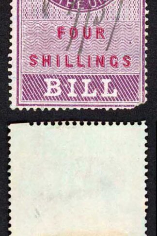 Foreign Bill BF40 4/-  Red Values Perf 16 Wmk VR Surfaced Blued Paper
