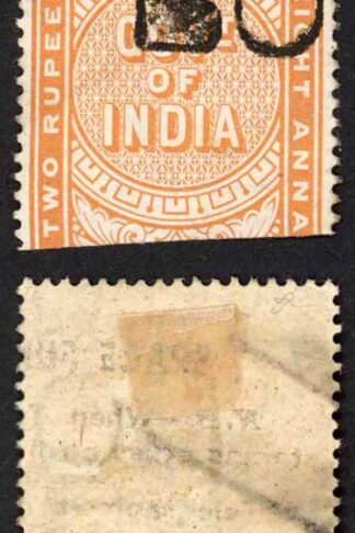 India Telegraphs SGT52 2r on 2r8a surch at Calcutta Cat 10 pounds