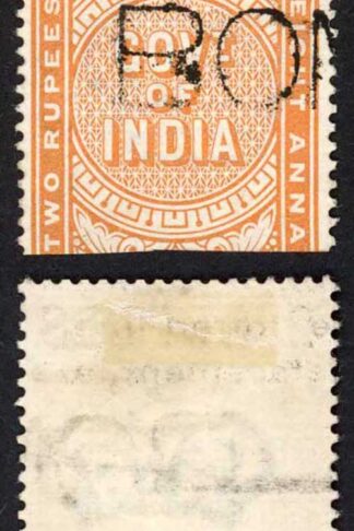 India Telegraphs SGT52 2r on 2r8a surch at Calcutta Cat 10 pounds