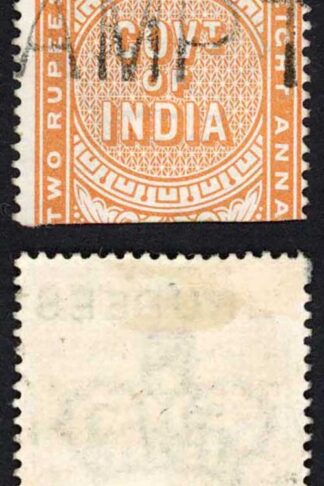 India Telegraphs SGT54 2r on 2r8a DLR surch Cat 10 pounds