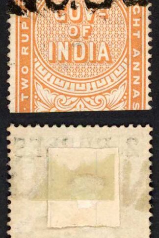India Telegraphs SGT52 2r on 2r8a surch at Calcutta Cat 10 pounds