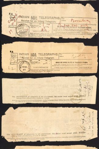 India Telegraph Receipts showing the different methods of payment