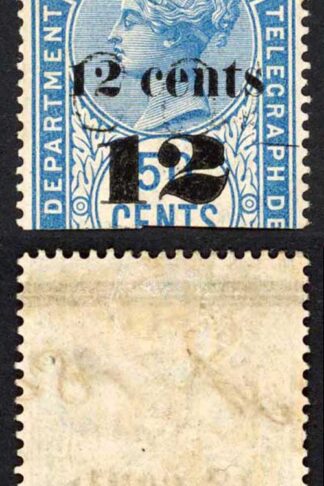 Ceylon BFT25 12c (type T19) on 50c Blue Telegraph Cat 5 pounds
