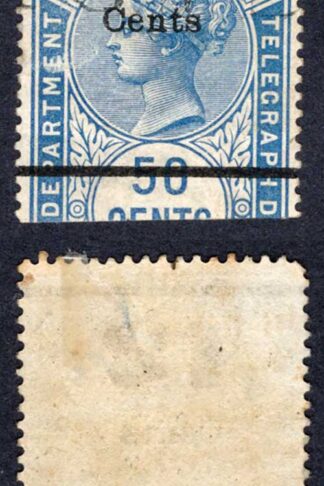Ceylon BFT26 12c (type T20) on 50c Blue Telegraph Cat 5 pounds