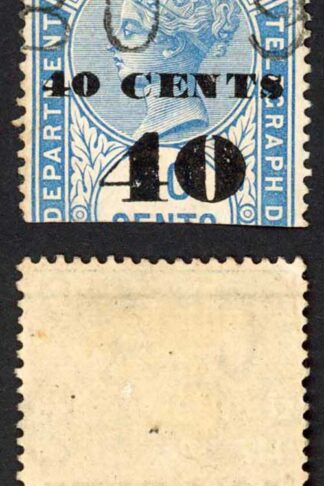 Ceylon BFT47 40c (Type T42) on 50c Blue Telegraph Cat 5 pounds