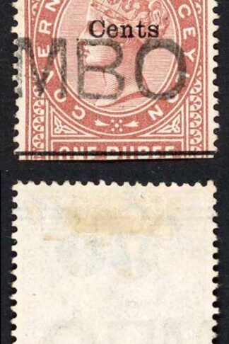Ceylon BFT71 60c (Type T66) on 1R Brown Telegraph Cat 7 pounds