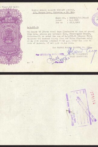 India Receipt with 4 Rupee Duty Pre-paid