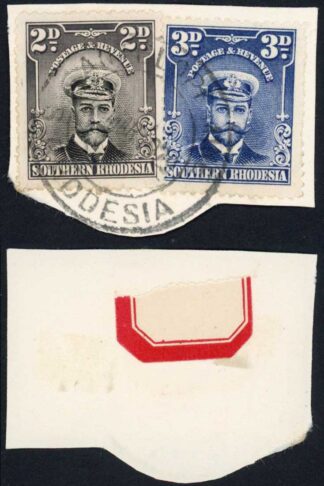 Southern Rhodesia SG5 SG4 3d Blue 2d Black and Purple Grey Used on Piece