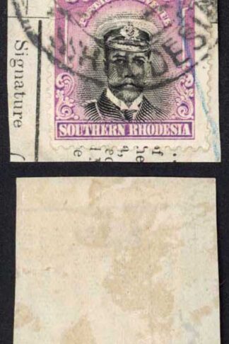 Southern Rhodesia SG7 6d Black and Mauve Perf 14 Pair Used on Piece