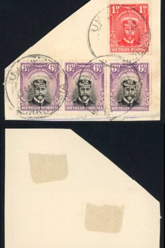 Southern Rhodesia SG7 SG2 6d Strip of 3 1d Values Used on Piece