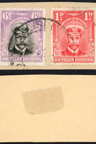 Southern Rhodesia SG7 SG2 6d and 1d Value Perf 14 Used on Piece